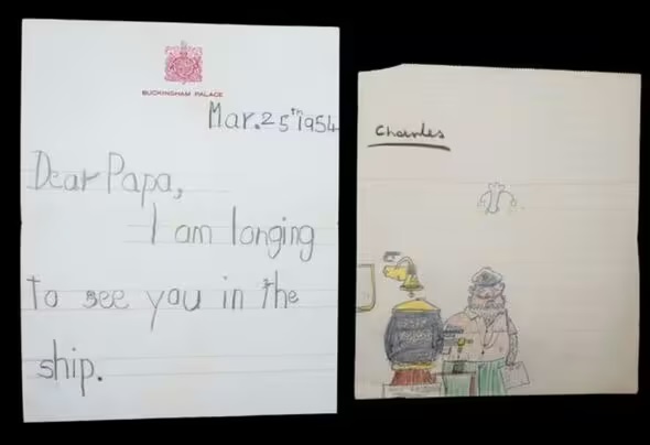 King Charles’s sweet childhood drawings of ‘Mummy’ set to sell for up to £10k at auction. see the Drawings