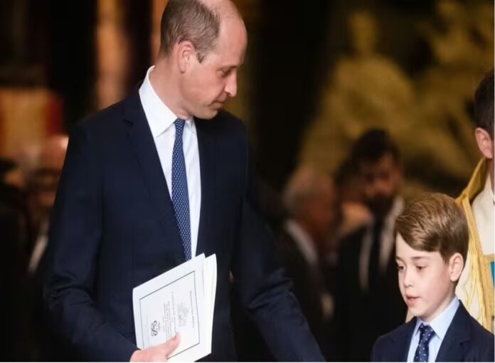 Sweet moment Prince William comforts Prince George during 'awkward' exchange